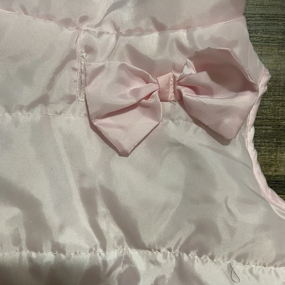 Dog Puffer Vest Size Medium Pink With Bow Hook & Loop Closure Coquette Gorpcore